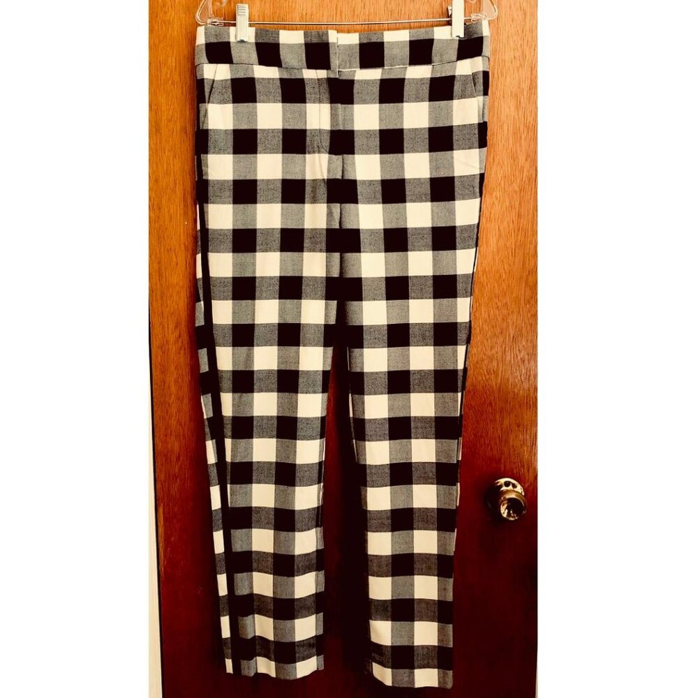 Talbots, Wool blend, black and white plaid trouser, w/ cropped ankle, Sz 4, EUC